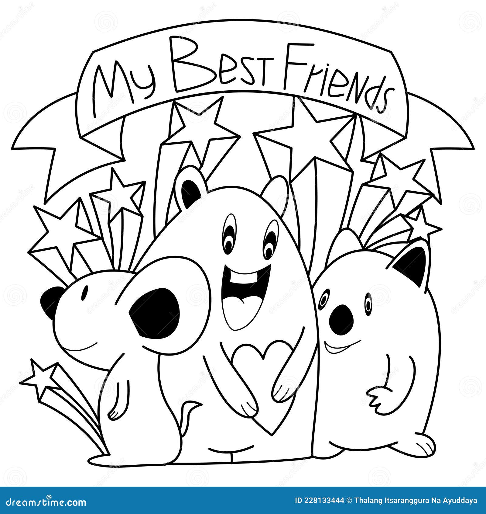 Ilustração gratuita de desenho de linha de dia de amizade bff