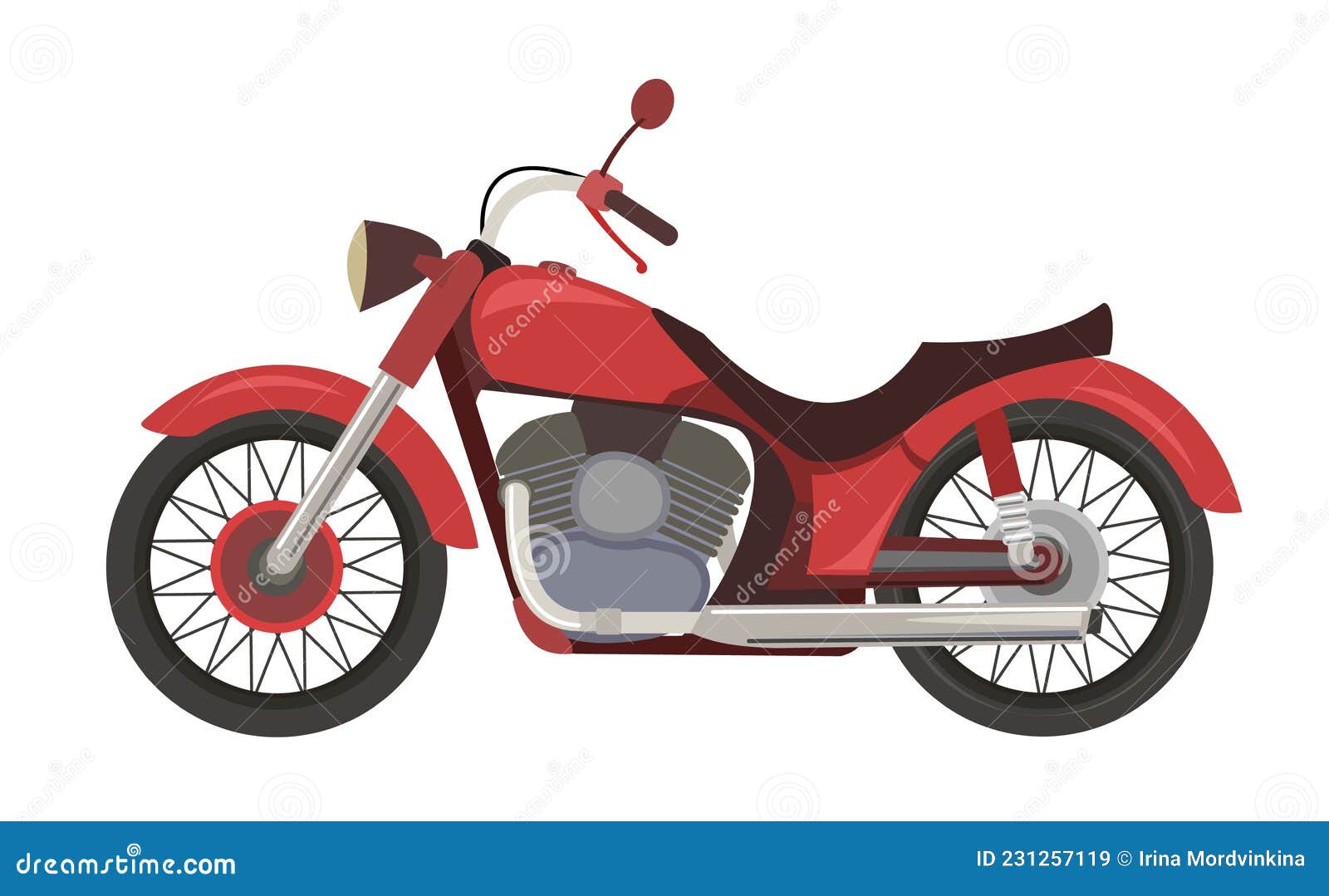 Motocicleta De Desenho Animado Bonito Clássico, Vista Lateral, Isolado.  Royalty Free SVG, Cliparts, Vetores, e Ilustrações Stock. Image 148219907