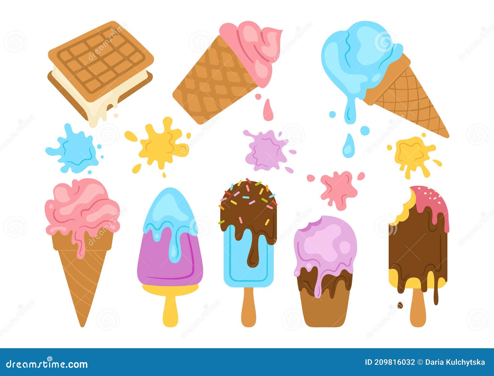 sorvete de chocolate, estilo de desenho animado kawaii, estampa