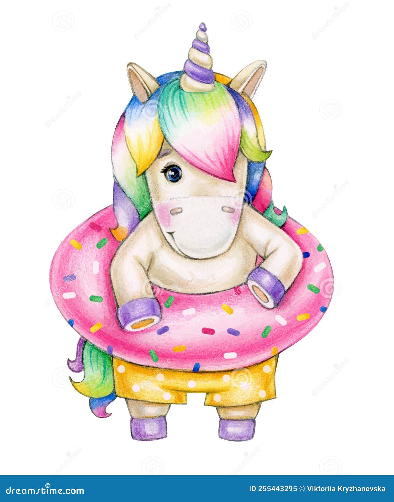 Fofo Donut Kawaii. Ilustração De Estilo De Desenho Animado Isolado