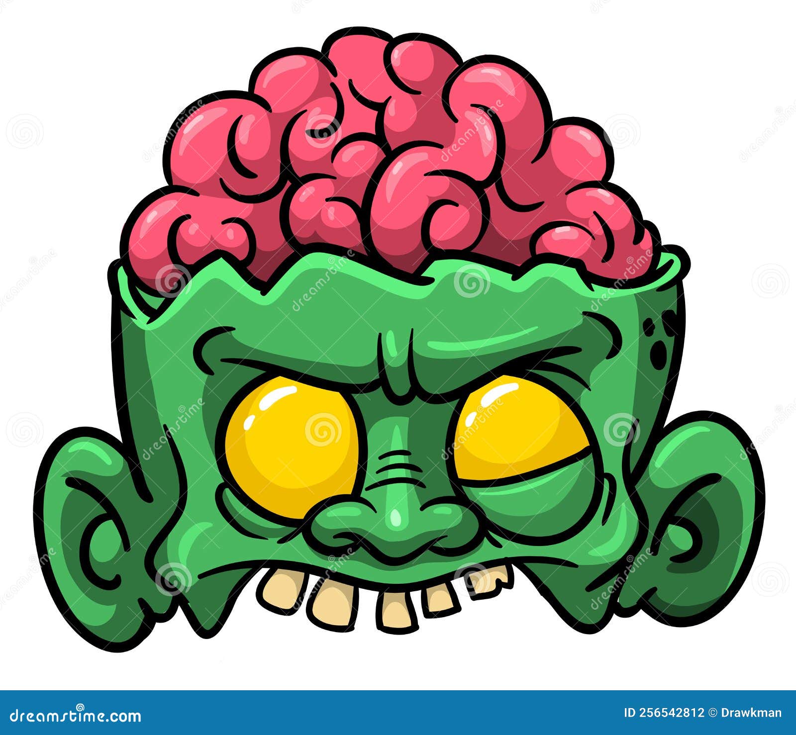 Desenho Animado De Zumbi Verde Engraçado Com Expressão Assustadora