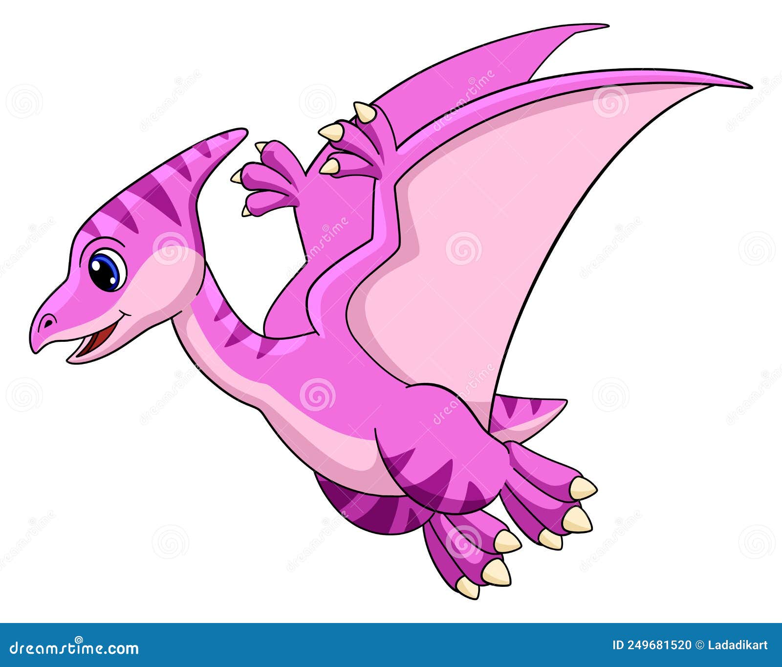 Desenho Animado. Dinossauro Rosa. Mascote Da Criatura Réptil