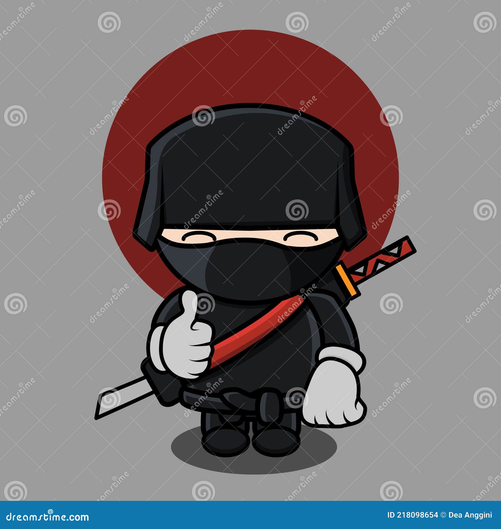 Ilustração de desenho animado de estilo fofo ninja