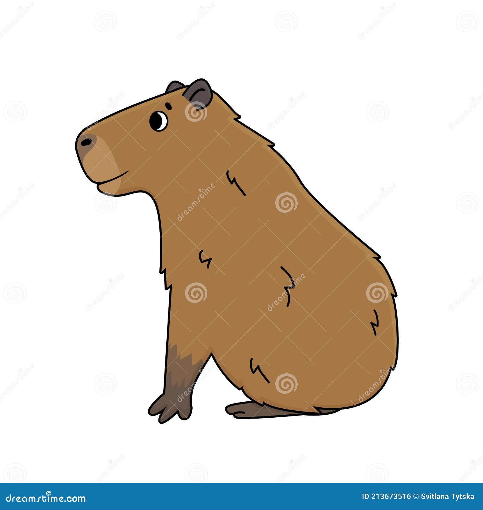 conjunto de vetor desenho fofo contorno sorriso capivara sentar-se