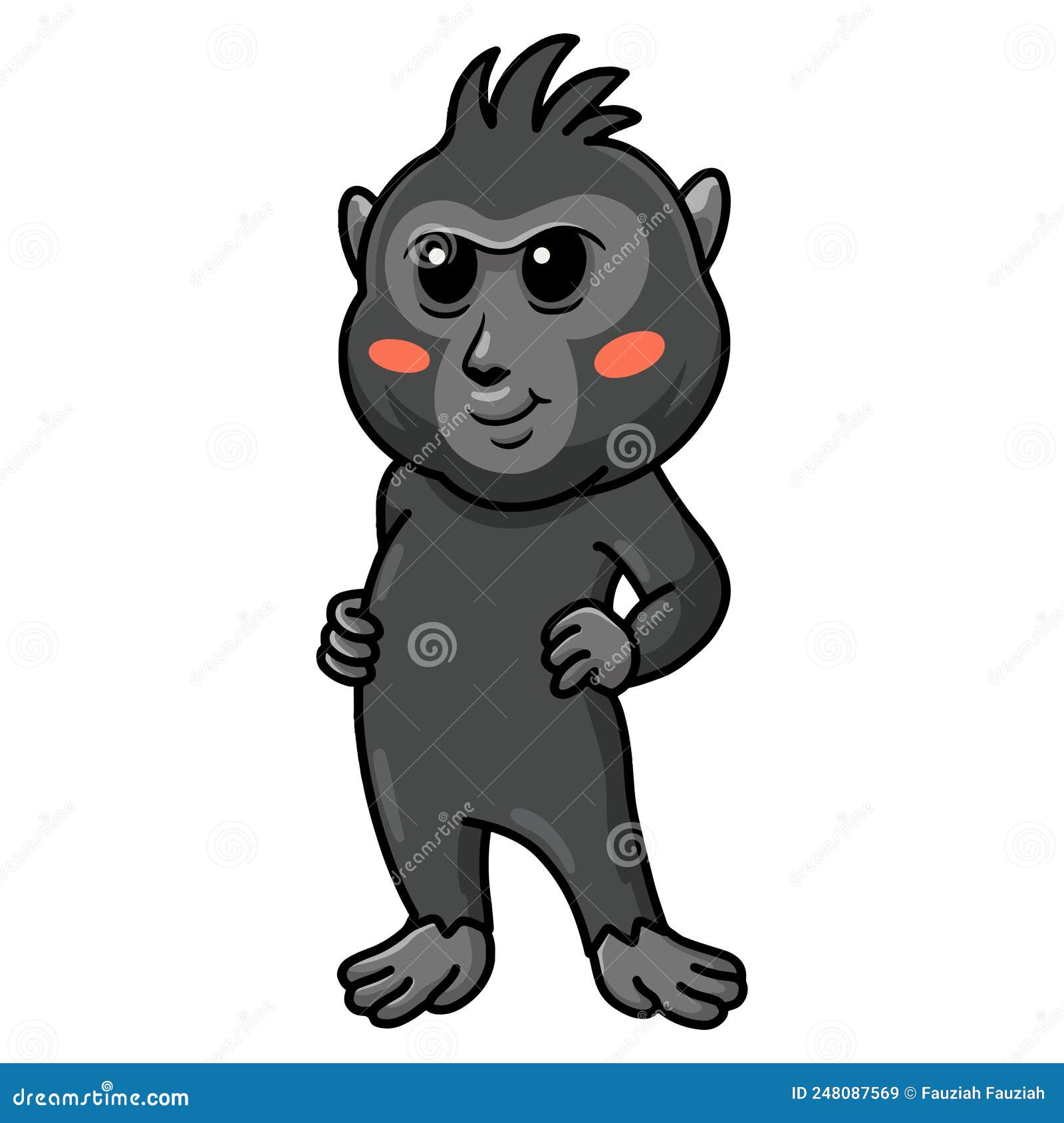 Bonito Bebê Macaco Desenho Animado Em Pé Royalty Free SVG