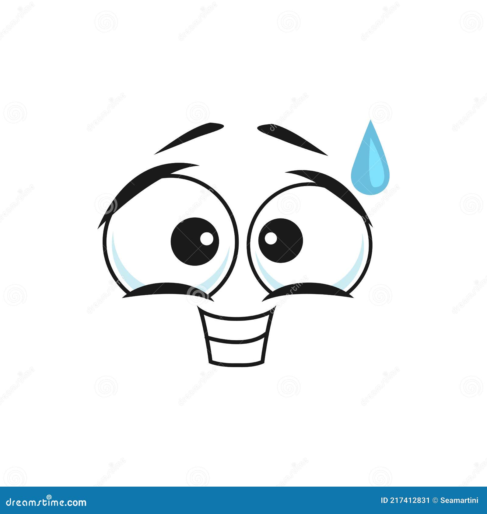 Cara Desenho Animado Sorriso Atordoado Emoji Vetor Expressão Facial Com  imagem vetorial de Seamartini© 483411100