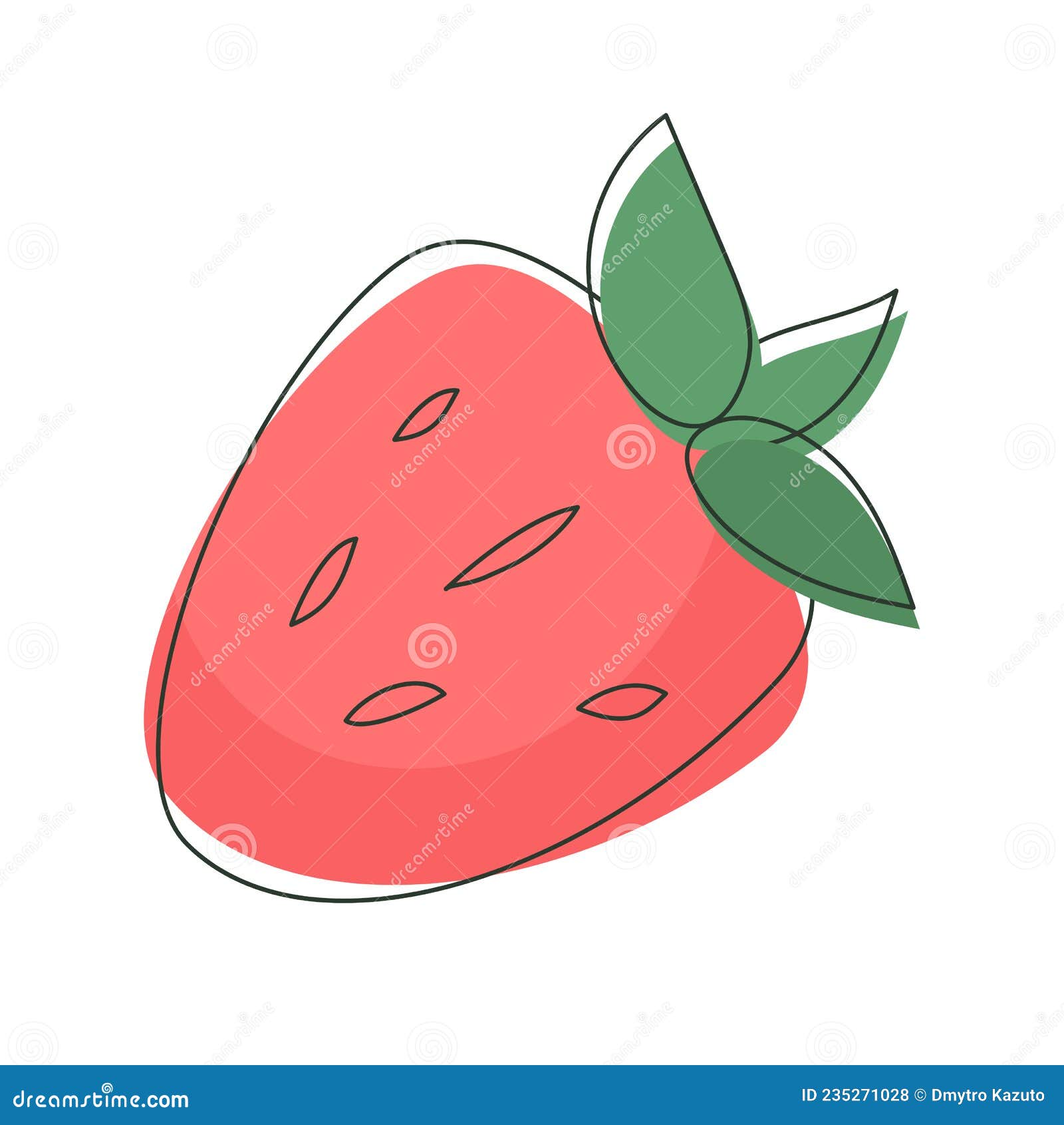 Kawaii Morango Desenho Animado Ilustração Vetor imagem vetorial de