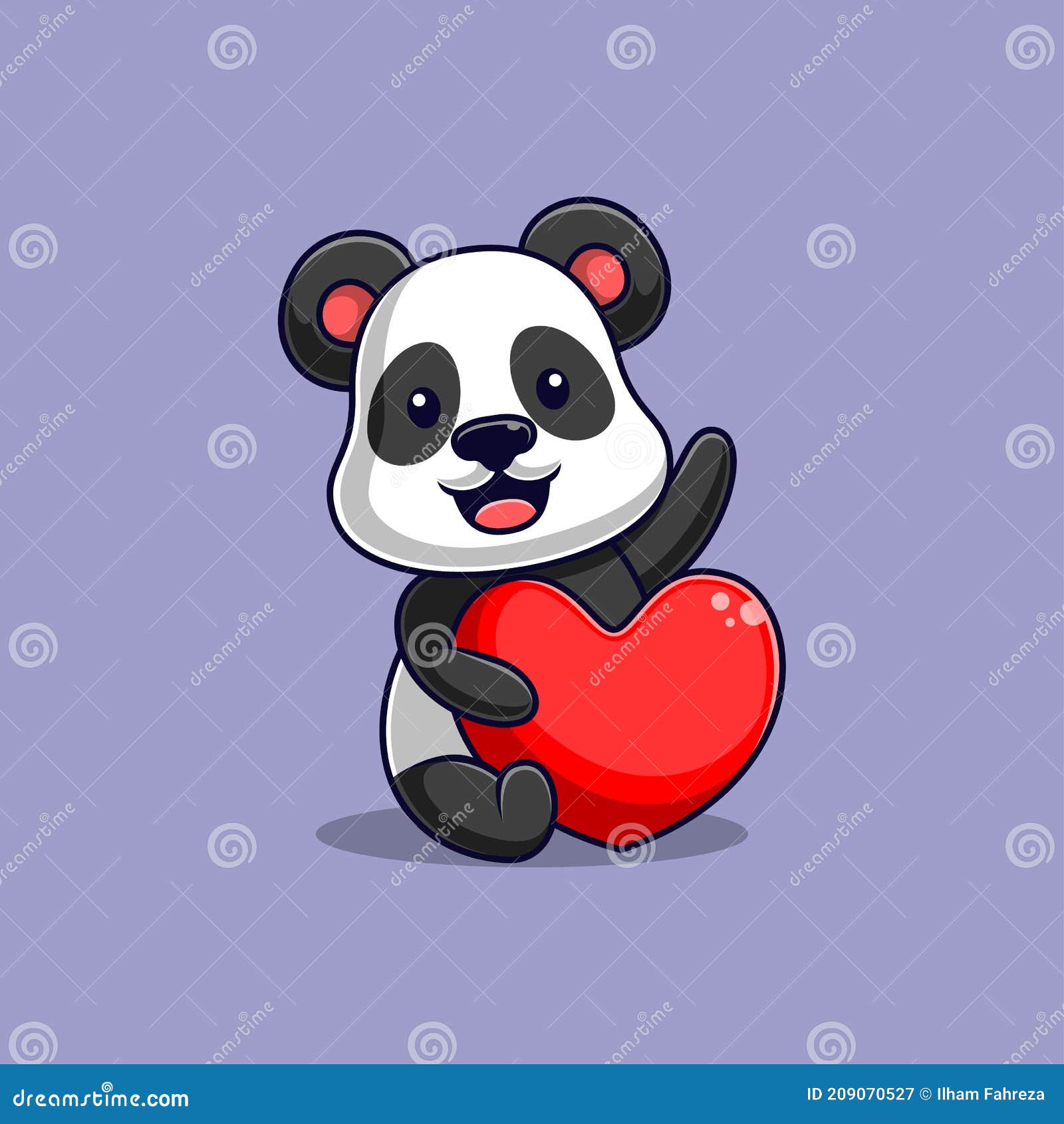 Desenho Animado Panda Abraçando Balão Em Forma De Coração Ilustração Stock  - Ilustração de vetor, amor: 209070527