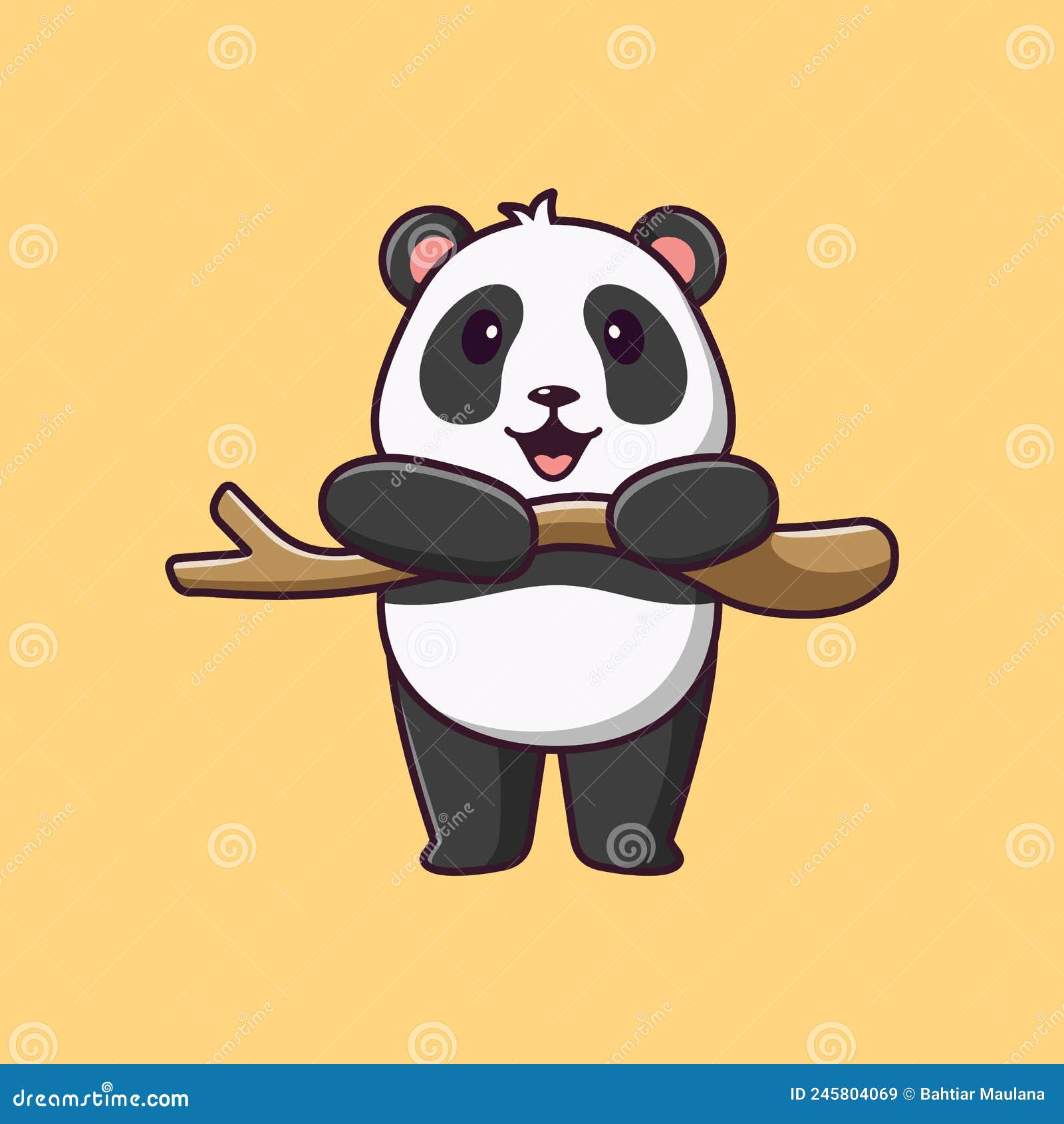 Ilustração para imprimir e fazer quadro com tema urso panda