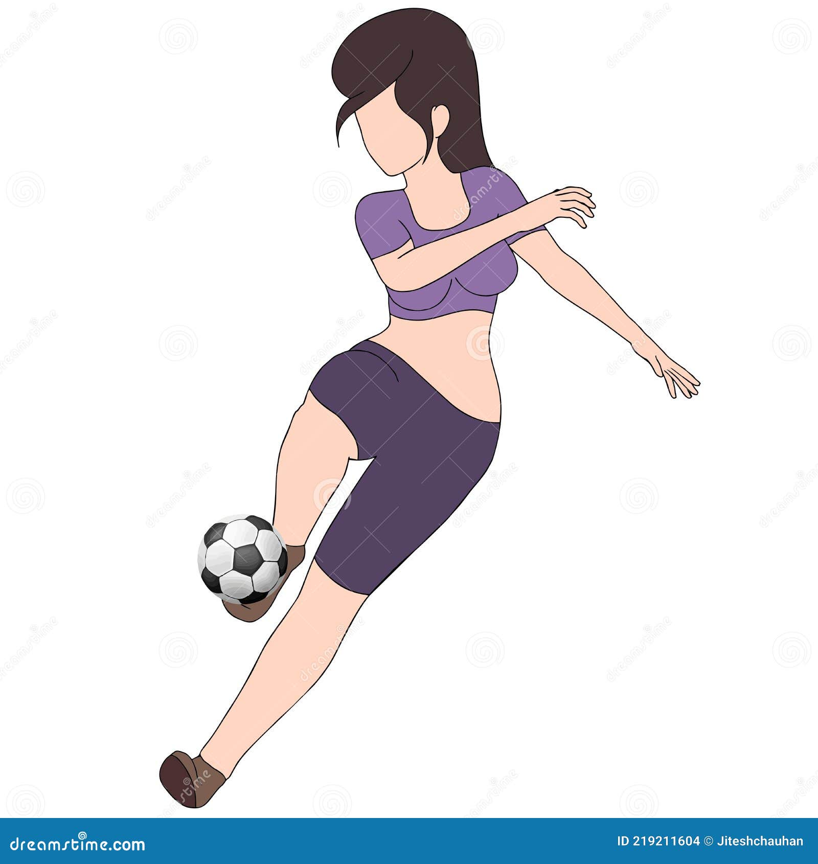 Desenho Animado Simples De Uma Garota Jogando Futebol Ilustrado Em Fundo  Branco Ilustração Stock - Ilustração de exterior, cartoon: 219211604