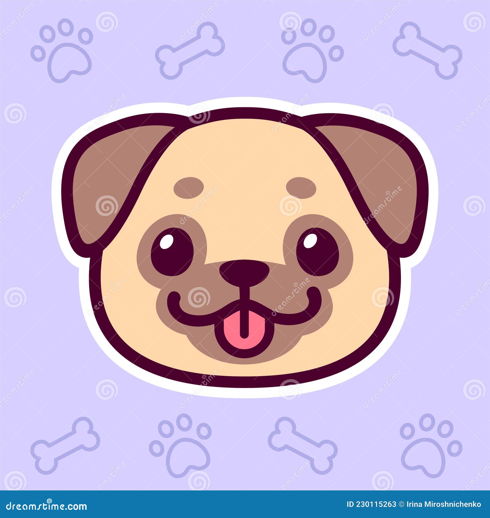 Conjunto de ilustração de desenho animado de cachorro kawaii fofo