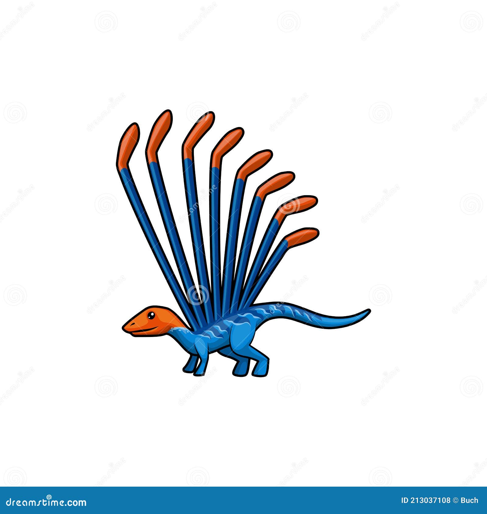 Personagem de desenho animado do espinossauro animal pré-histórico  dinossauro azul gigante com espinhos verdes nas costas elemento vetorial  plano para jogo para celular ou enciclopédia infantil