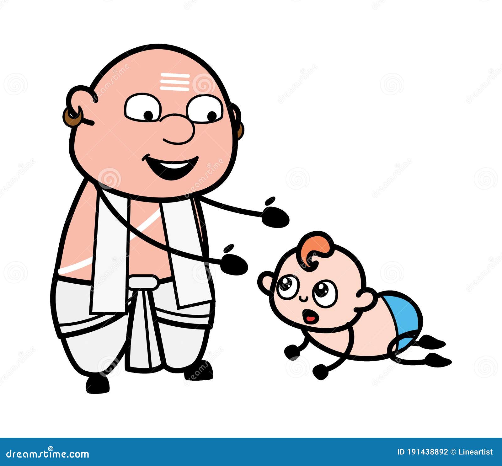 Desenho Animado Sul-índio Pandit Com Bebê Lotado Ilustração Stock -  Ilustração de bebê, cuidado: 191438892