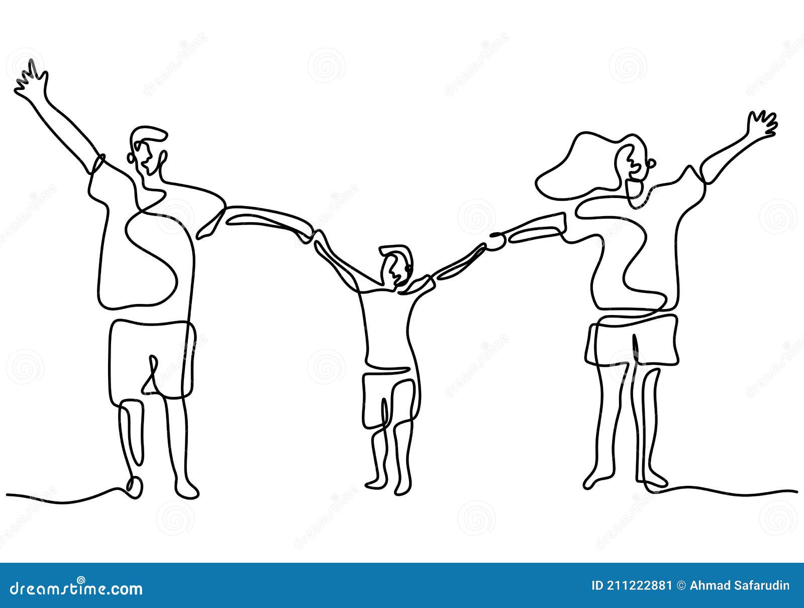 desenho de uma linha contínua menina feliz e menino pulando juntos