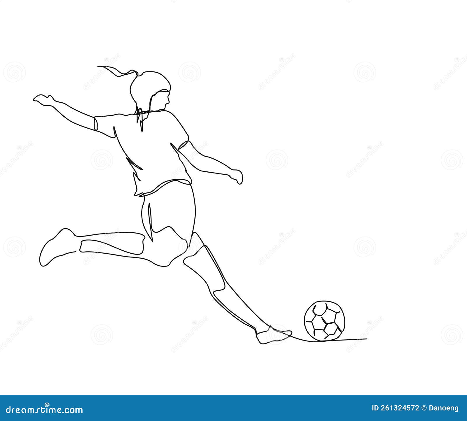 Desenho de linha de pessoas jogando futebol