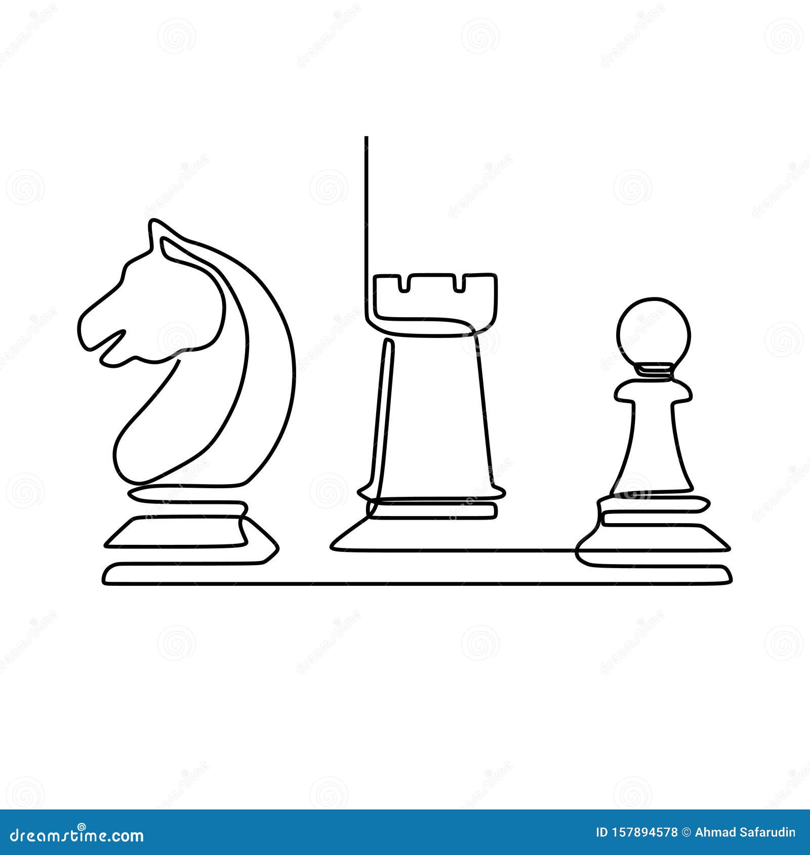 Peão de xadrez uma arte de linha. desenho de linha contínuo de peças de  xadrez.