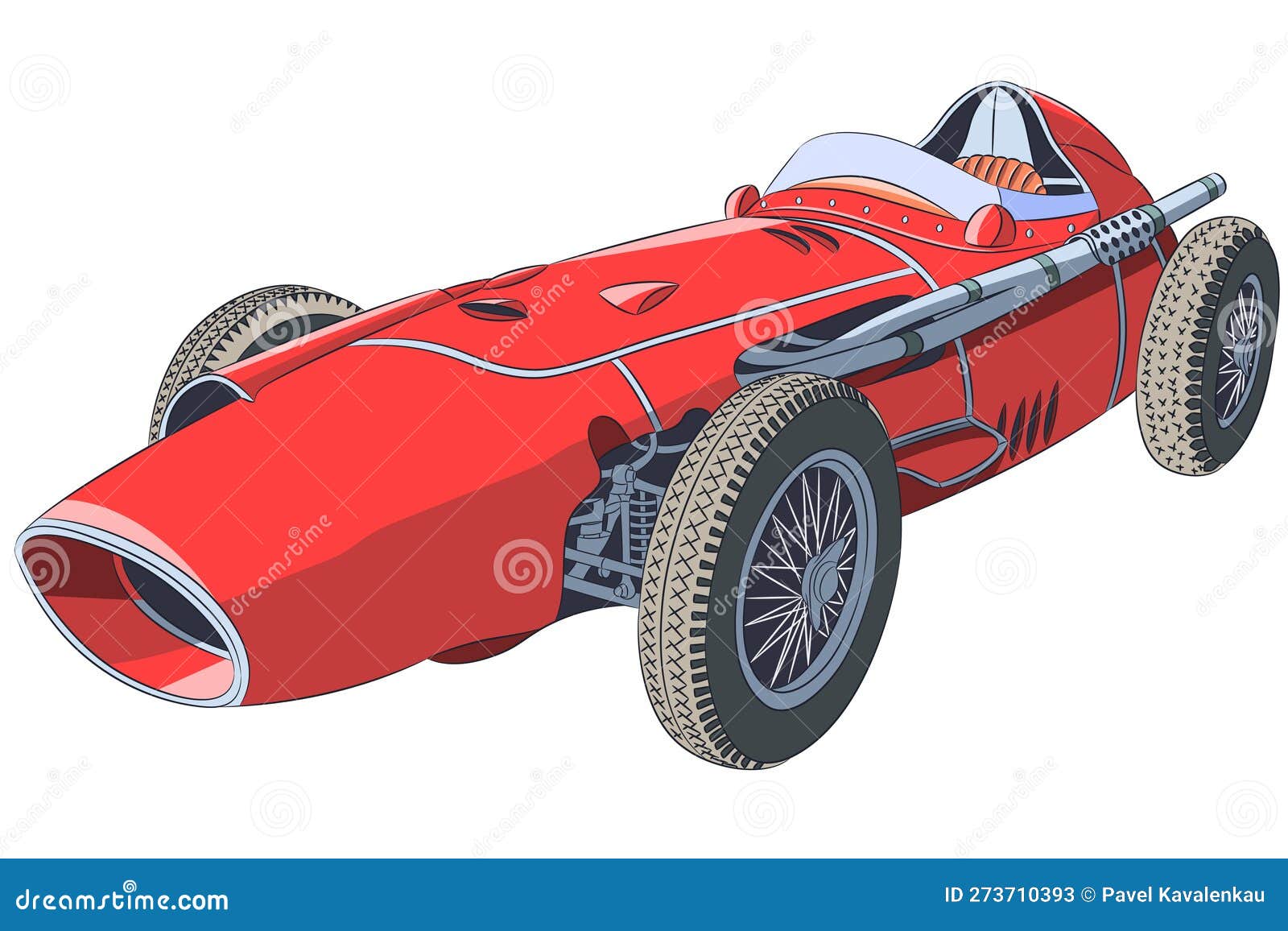 Carro Antigo De Corrida Em Prata Metálico - Vista De Cima Para Baixo  Ilustração Stock - Ilustração de vermelho, potência: 199520093