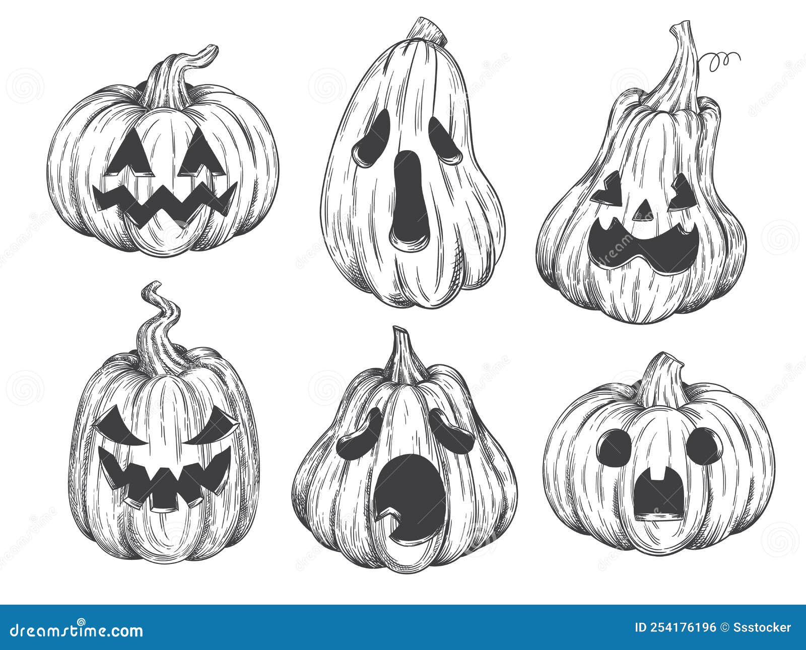 Ilustração de cara assustadora de halloween de abóbora