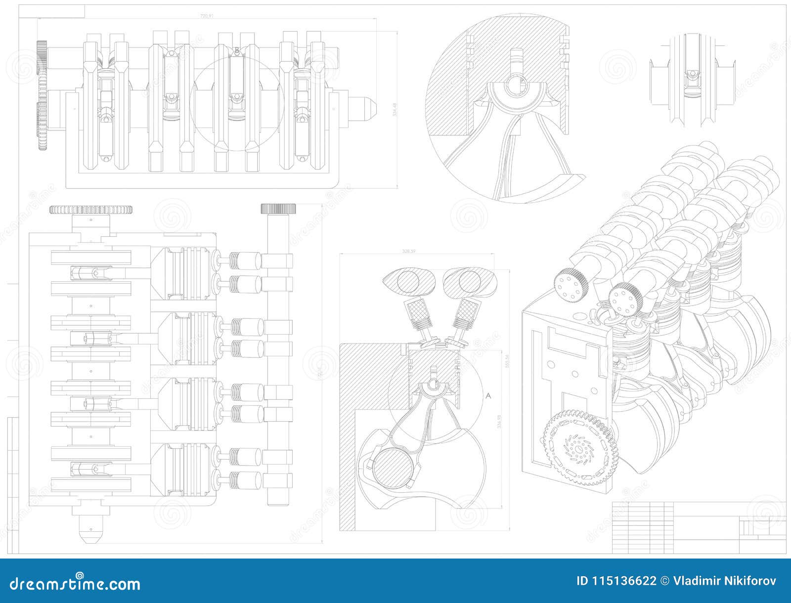 Desenho de construção de máquinas. carro motor em um branco • adesivos para  a parede vetor, ciência, educação