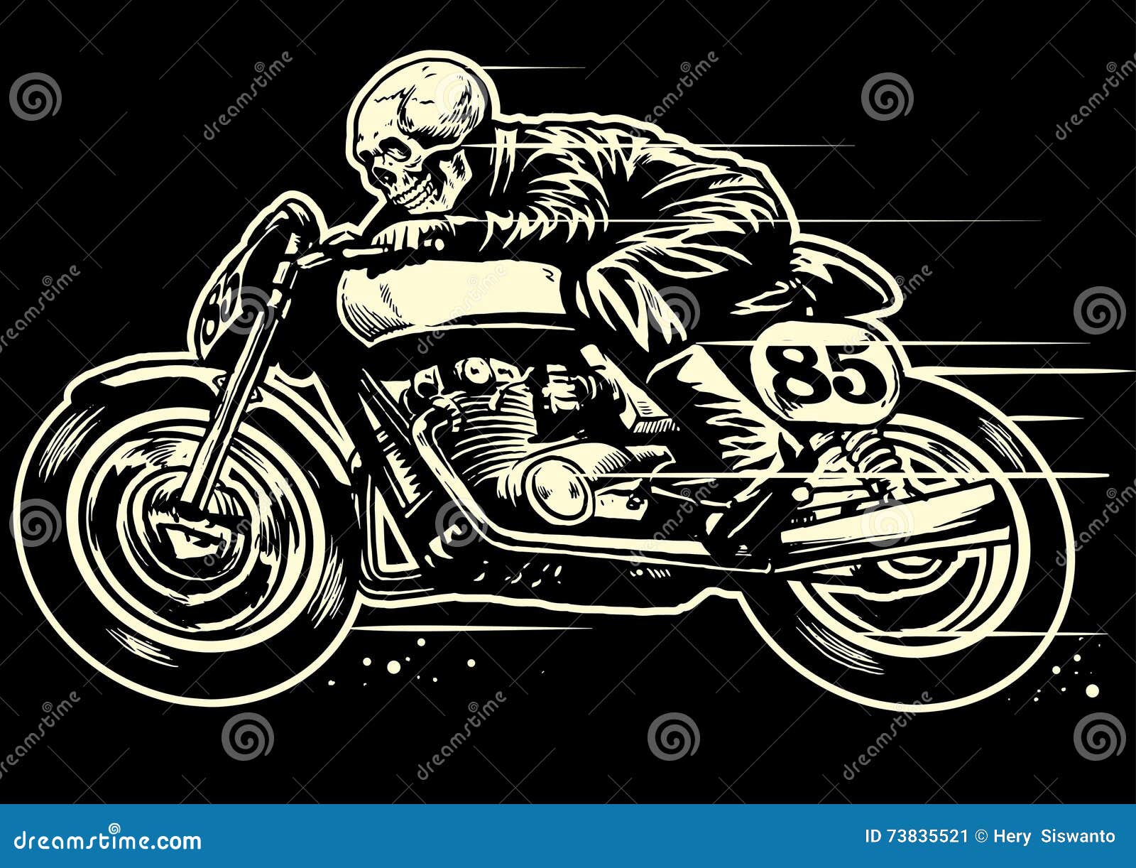 motocicleta retro ilustração vintage desenho desenhado à mão