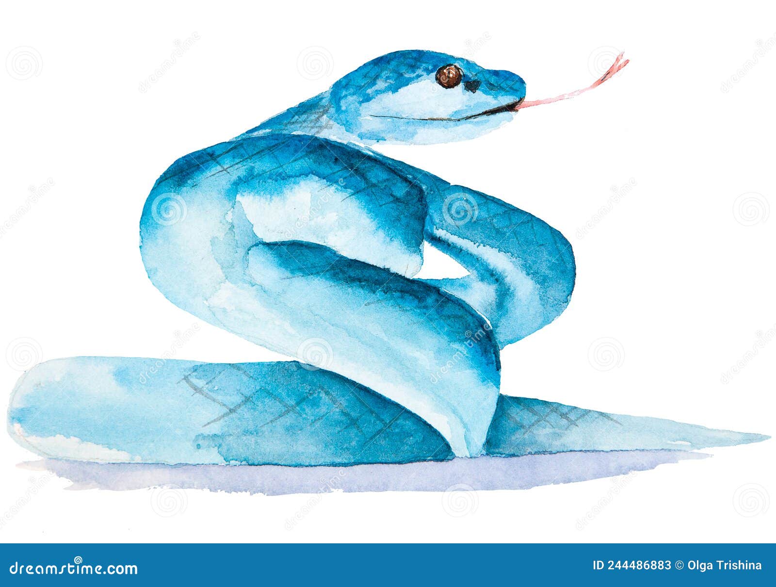 Vetores de Desenho Animado Bonito Da Víbora Da Cobra Azul Dentro