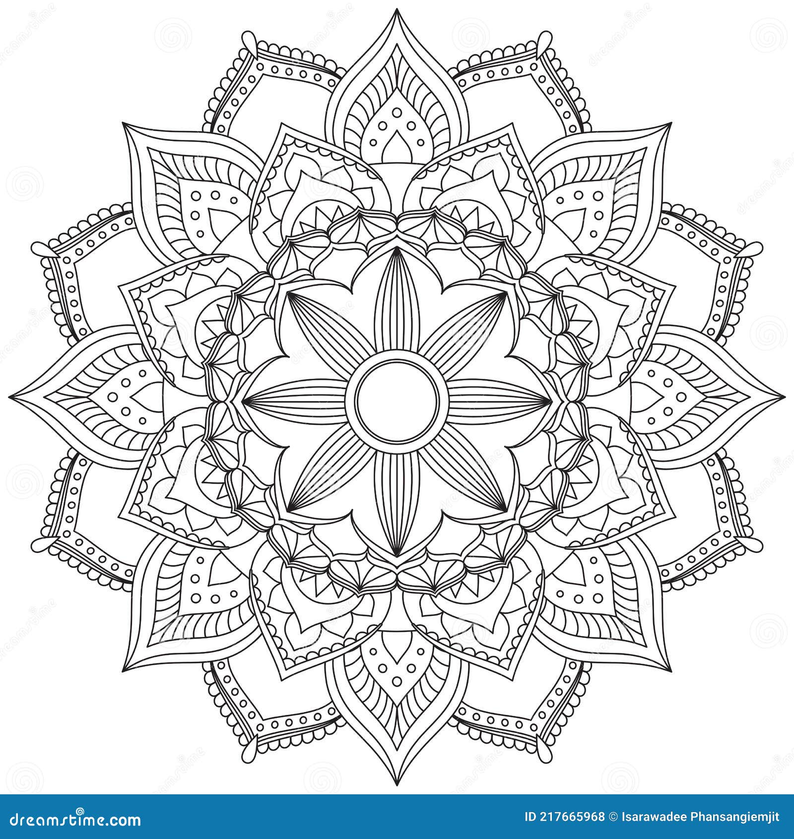 Desenho Floral De Flores De Mandala Para Colorir Meditação De Pintura  Ilustração do Vetor - Ilustração de hena, elegante: 218583966