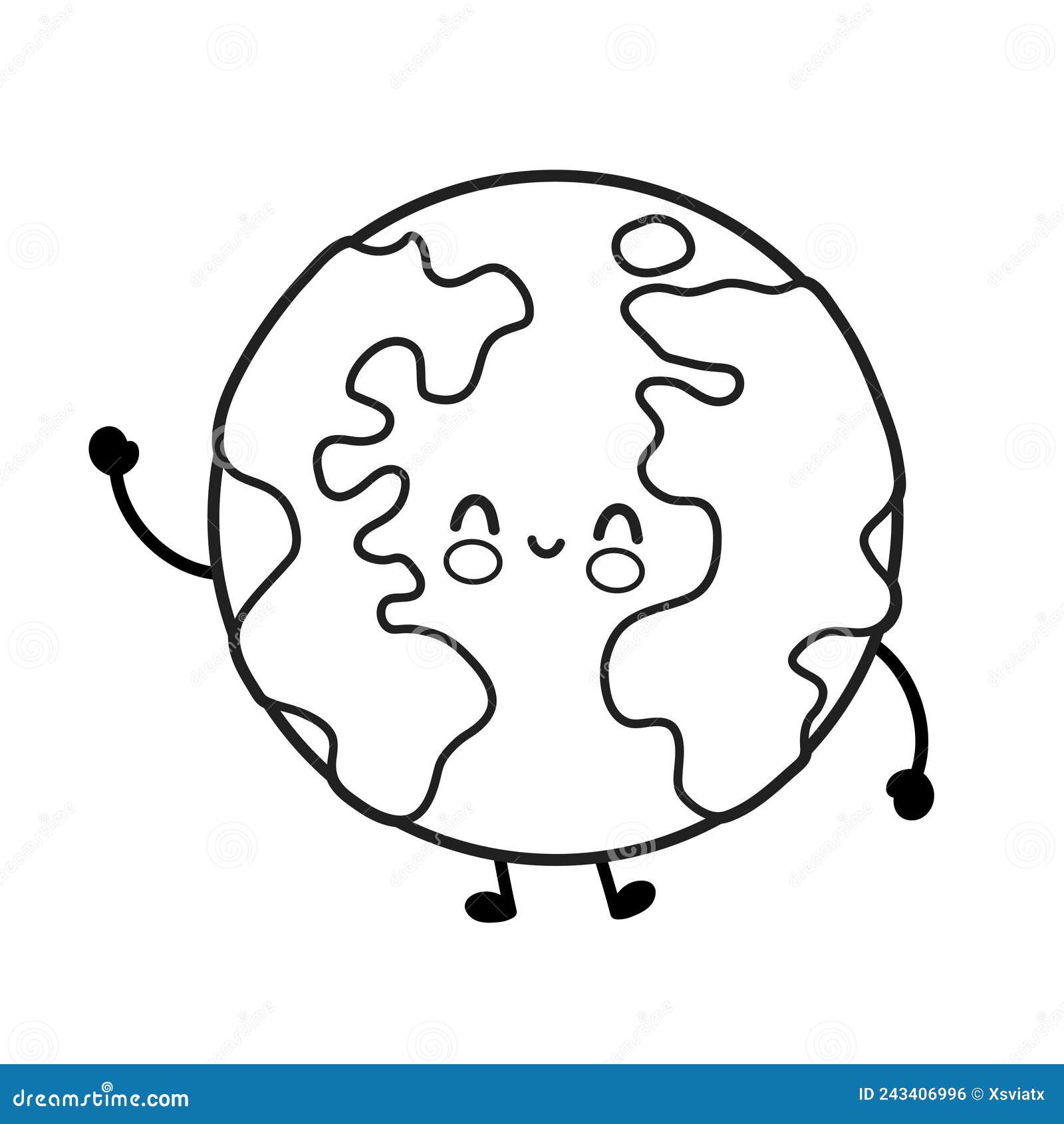 Desenho para colorir kawaii doodle cartoon planet