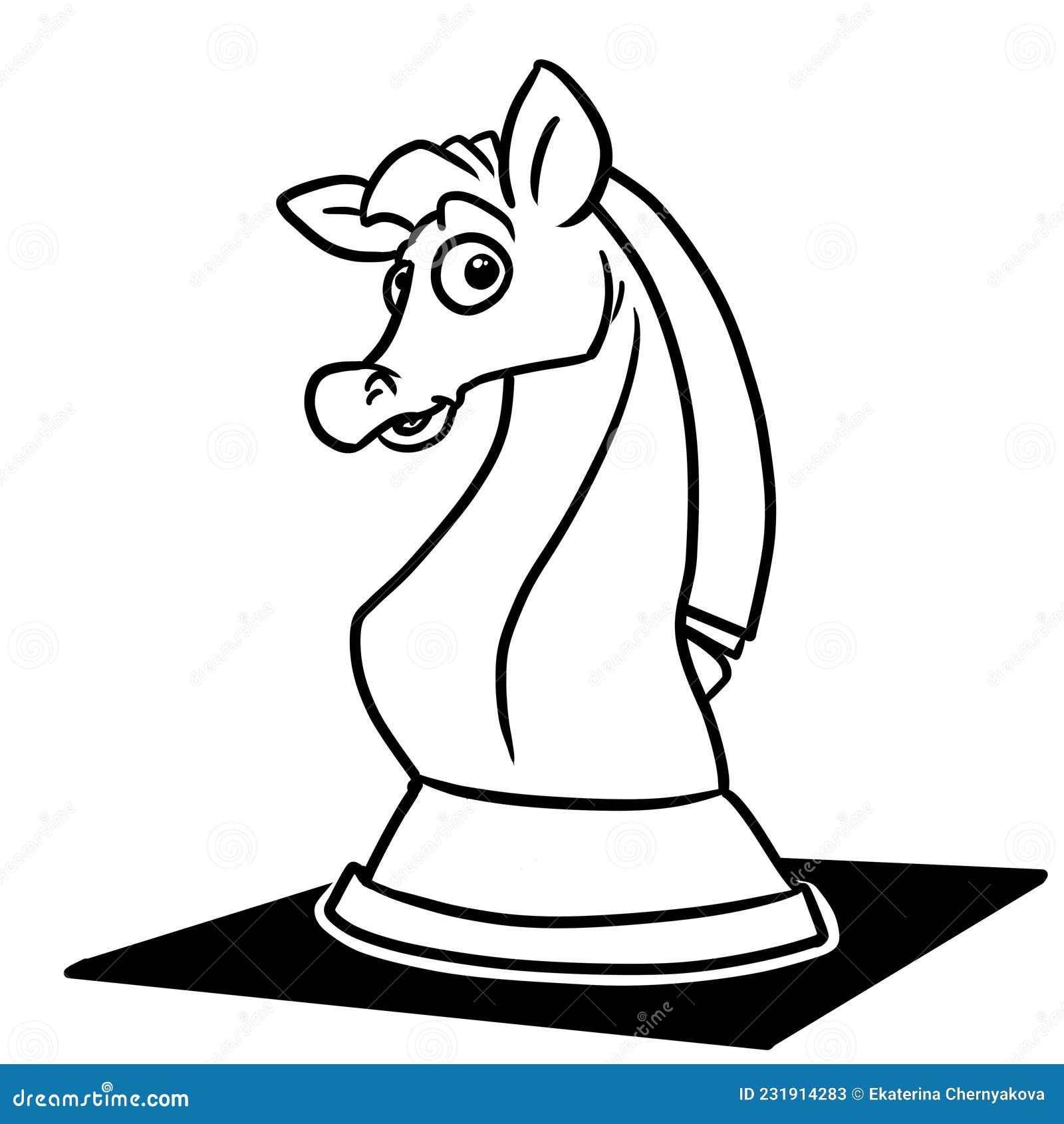 Desenhos Animados Da Competição Do Cavalo Do Jogo De Xadrez Em Preto E  Branco Ilustração do Vetor - Ilustração de lazer, sucesso: 153041362