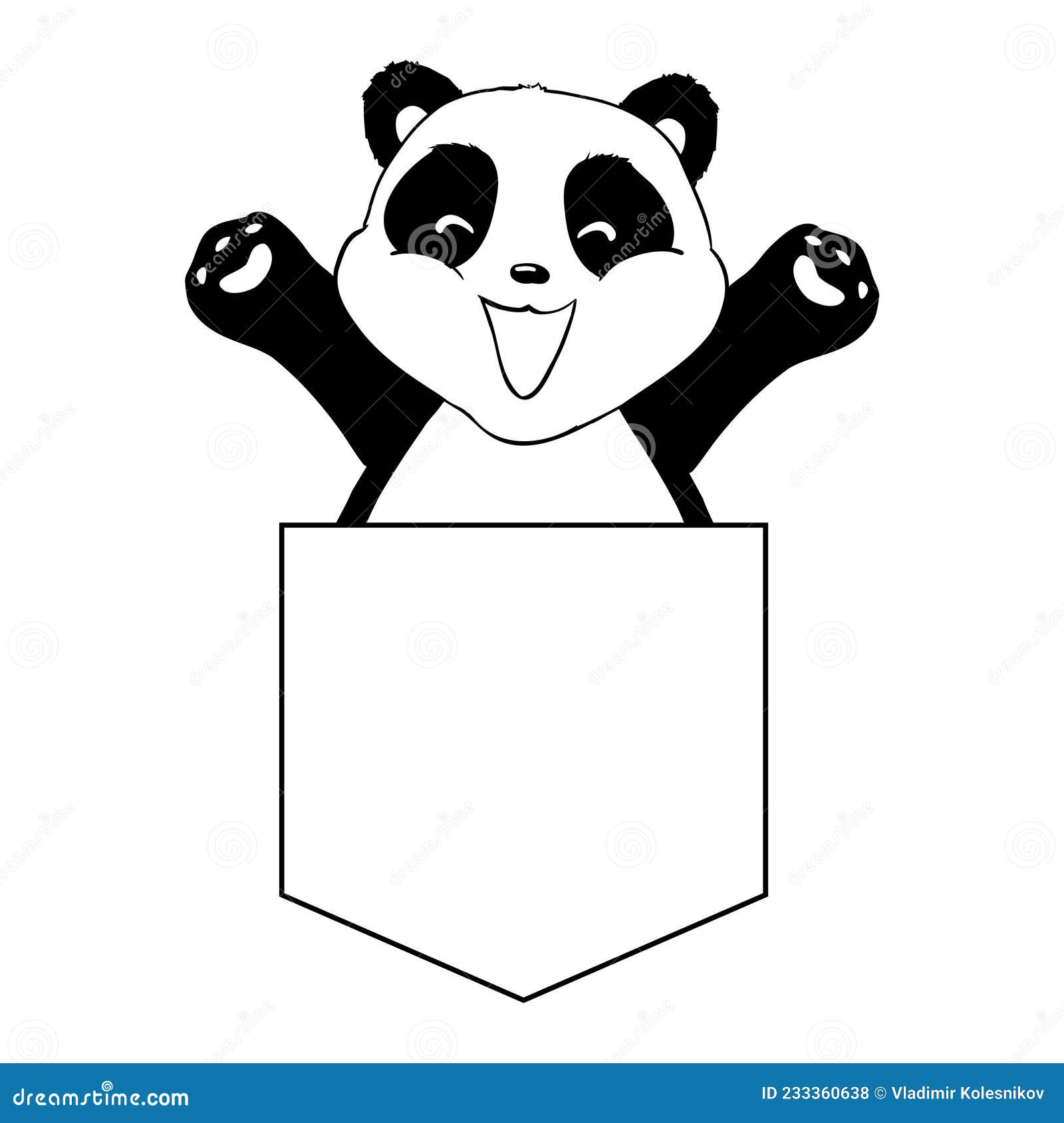 Em uma estilização de fundo branco de um pequeno panda desenho