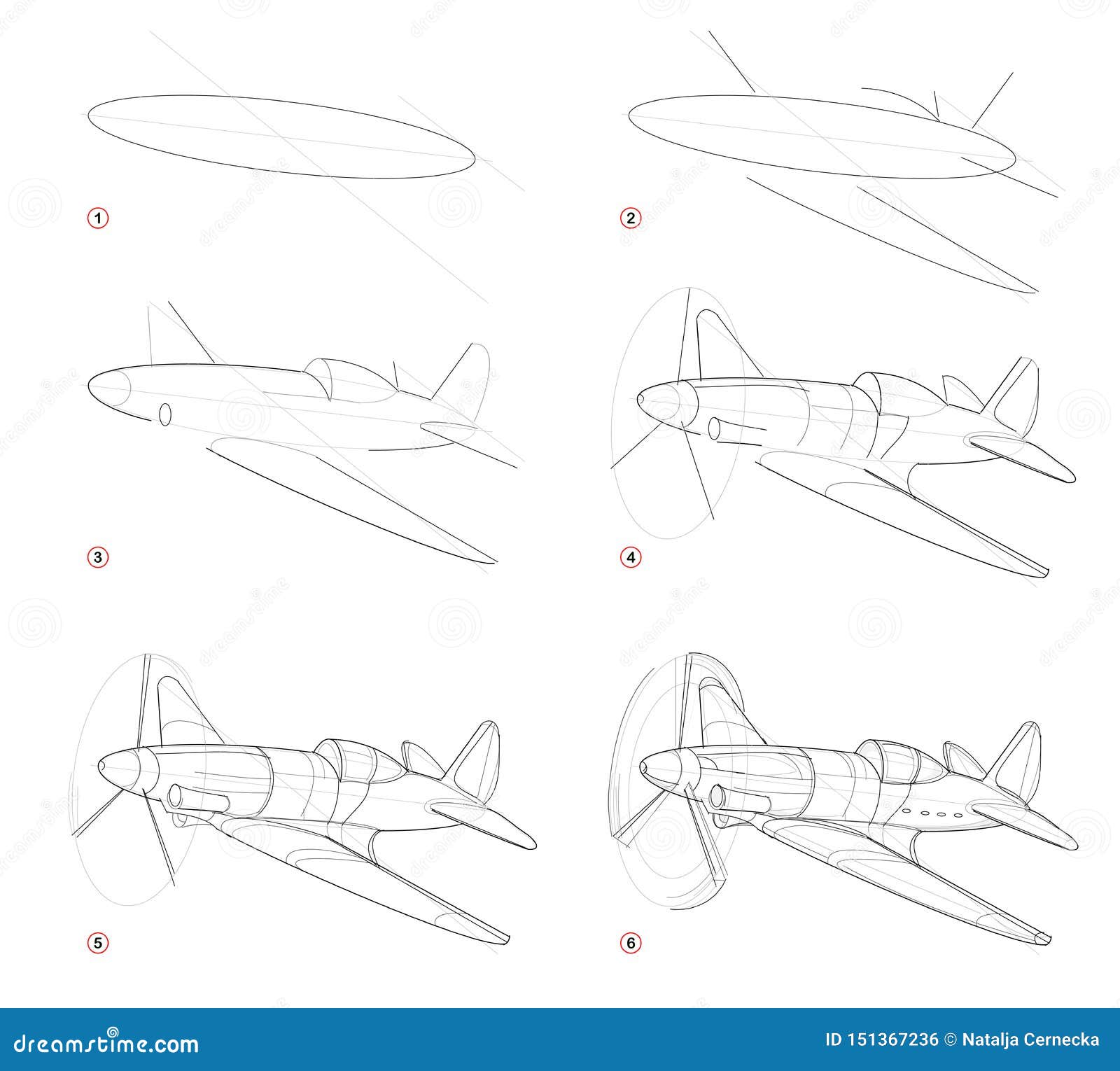 Desenho De Lápis Passo A Passo Da Criação A Página Mostra Como Aprender O  Esboço Da Tração Do Avião Militar Imaginário Da Segunda Ilustração do Vetor  - Ilustração de desenho, página: 151367236