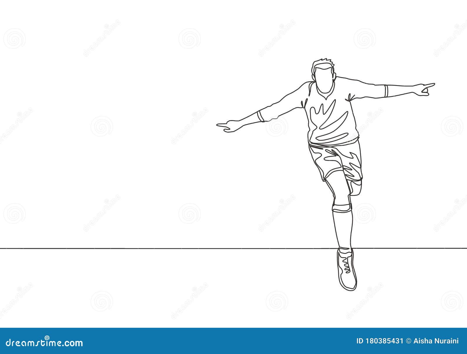 Um Desenho De Linha Contínua De Jovem Jogador De Futebol Talentoso