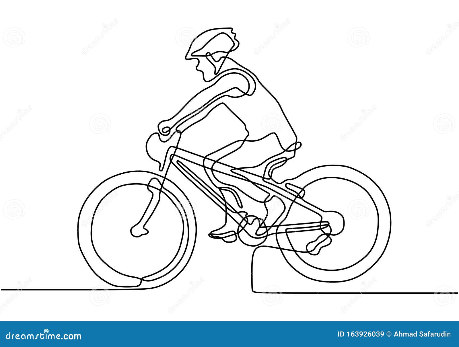 Desenho De Linha Contínua Do Ciclista Atleta Vetorial Andando De