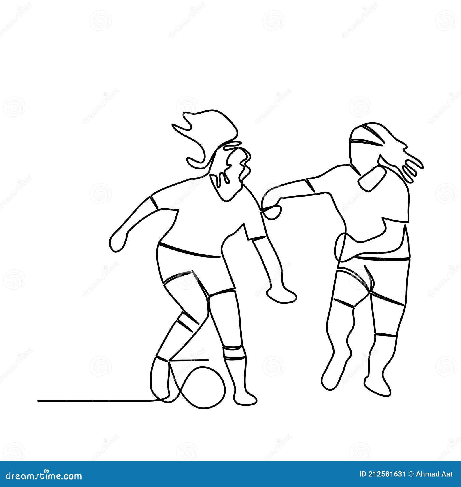 Um Desenho De Linha Contínua De Jovem Atacante De Futebol