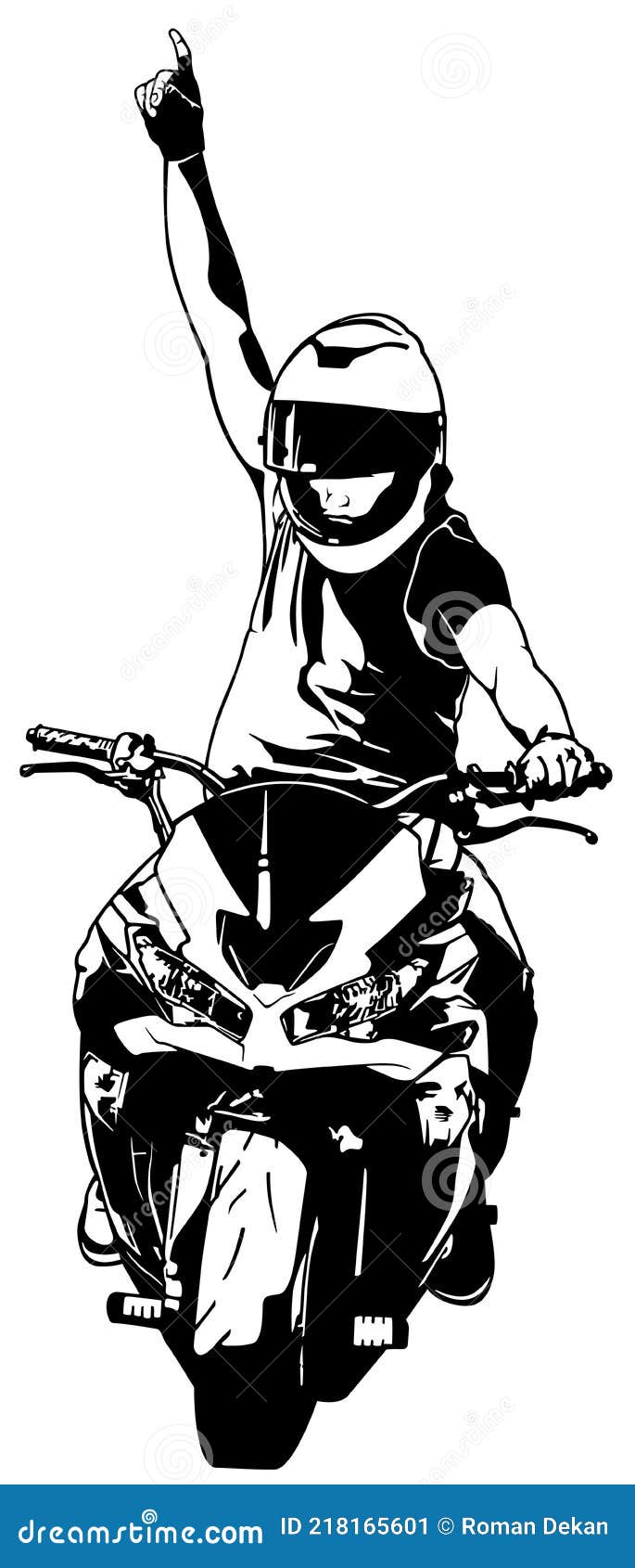 desenho de uma linha contínua motociclista andando de moto na