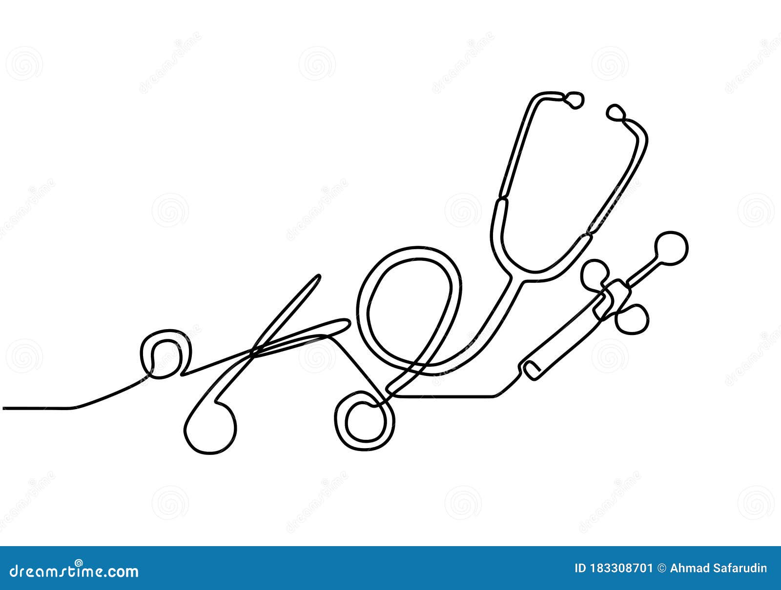 Desenho De Uma única Linha Do Equipamento Médico. Seringa E Tesoura De  Estetoscópio. Conceito De Assistência Médica Conceito De Li Ilustração do  Vetor - Ilustração de cuidado, linear: 183308701