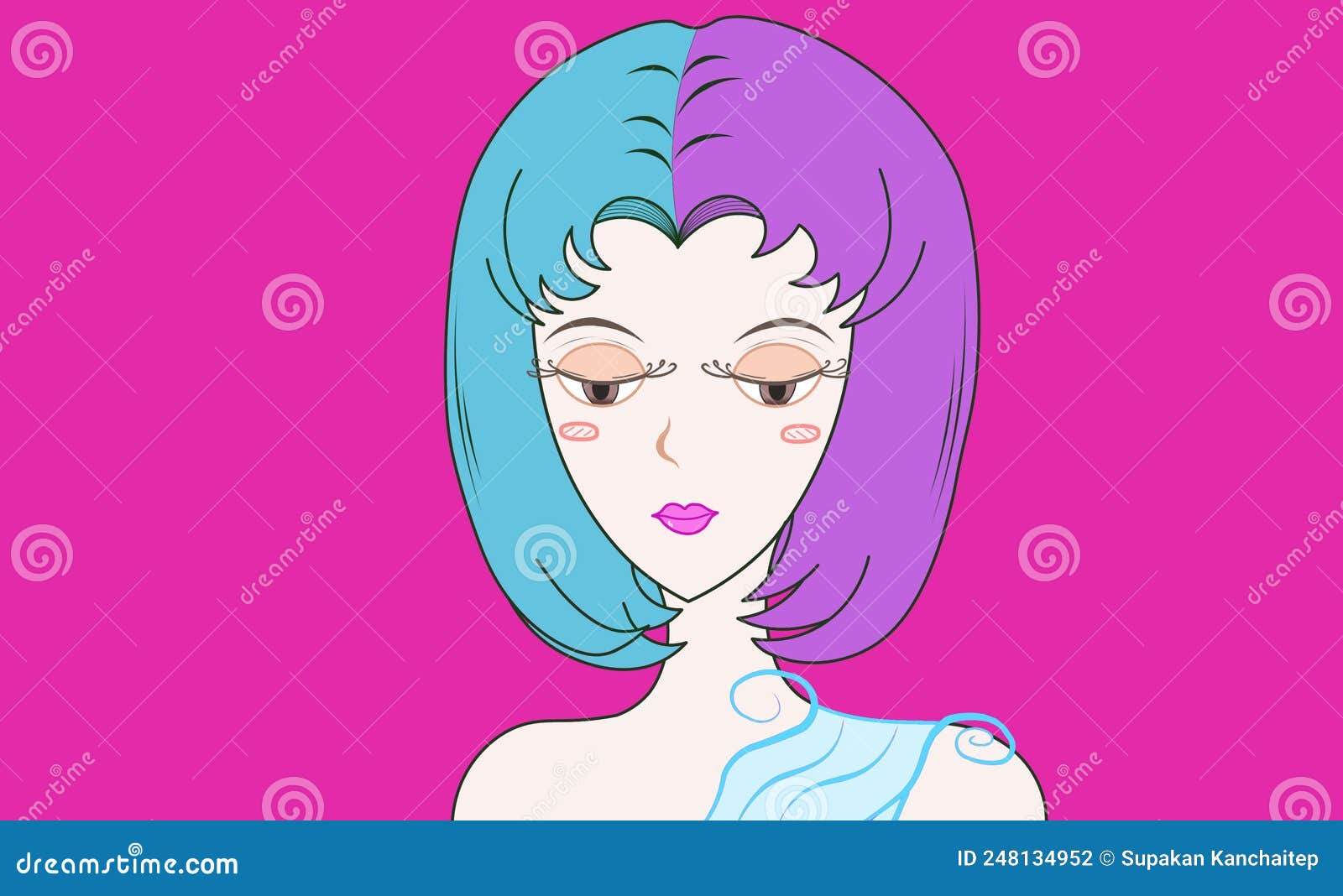 Desenho de cabelo curto feminino fofo ilustração de arte em estilo