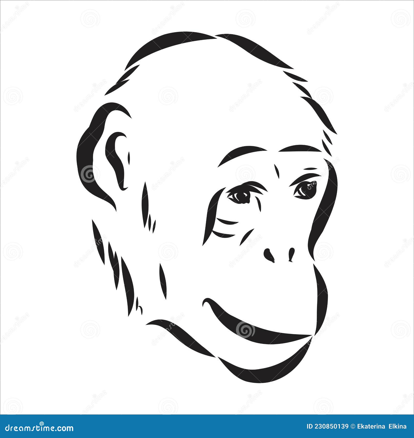 Macaco Desenho Animado Bonito Chimpanzé Ilustração Vetorial Esboço