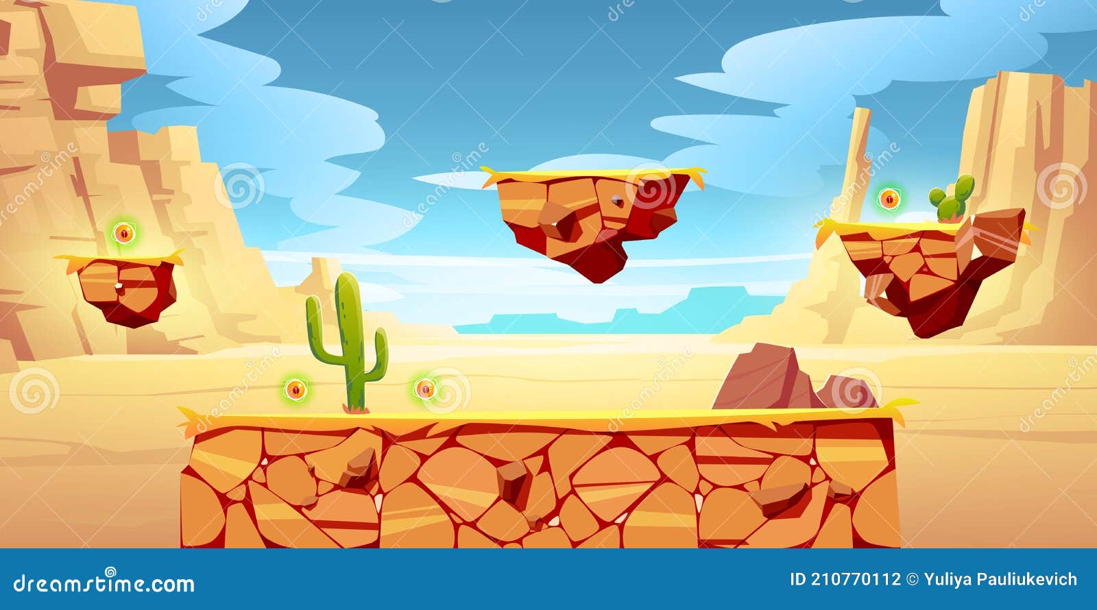Conjunto de blocos do jogo de plataforma no deserto