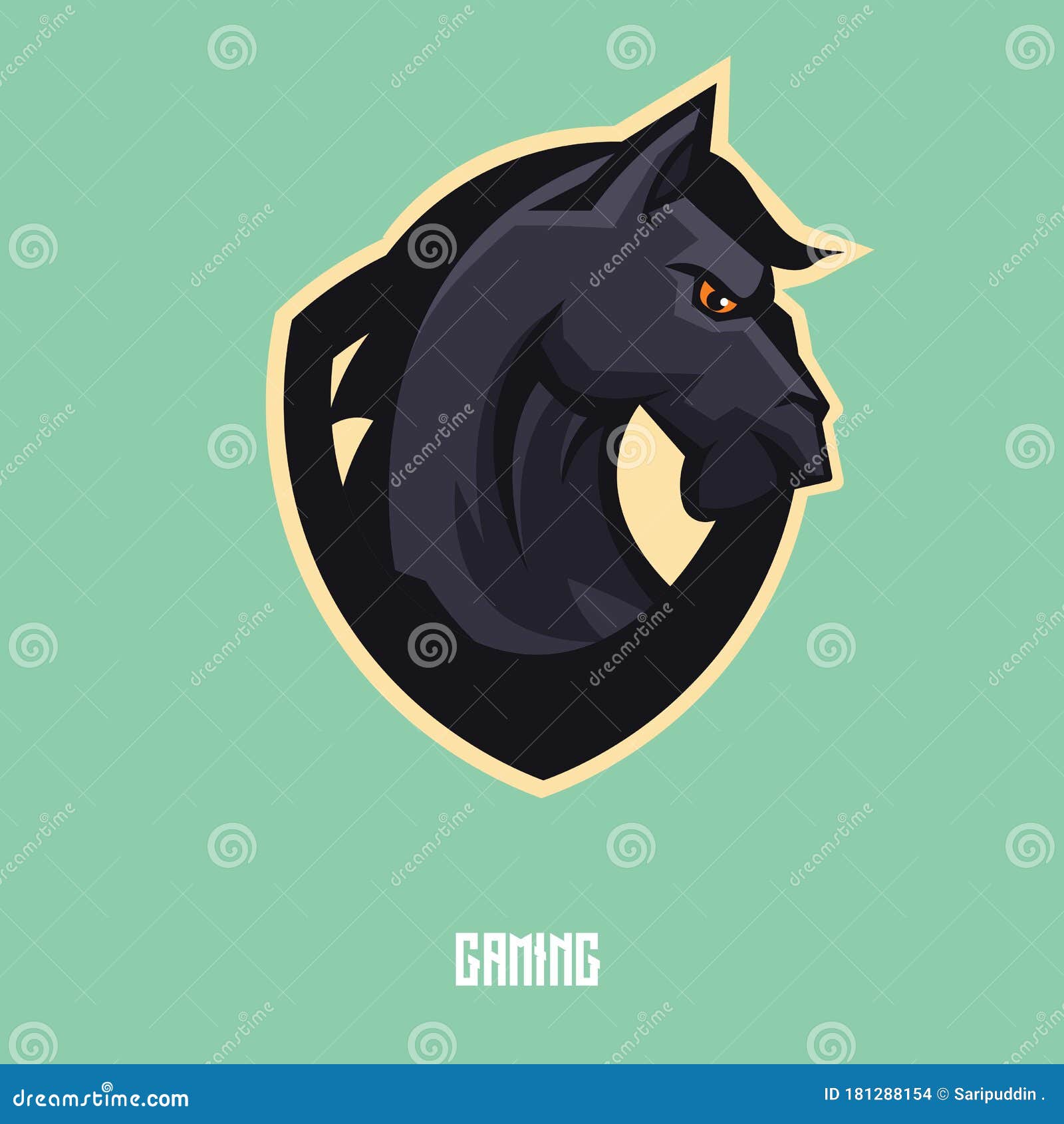 Design de vetor de logotipo de jogo de mascote de cavalo