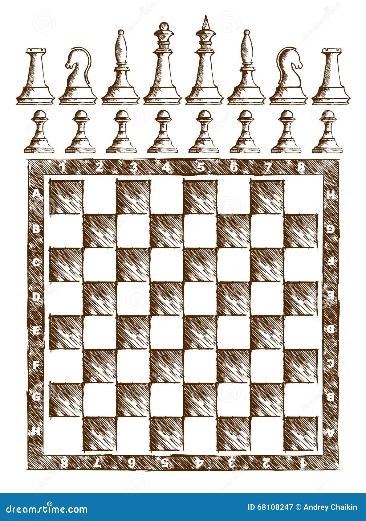 Desenho Do Tabuleiro De Xadrez Com Figuras Ilustração do Vetor