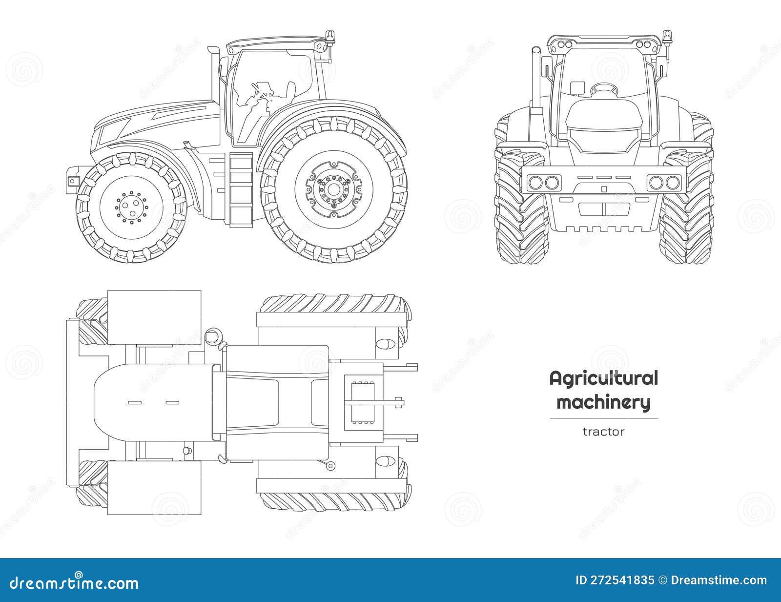 Desenho do trator agrícola da vista lateral