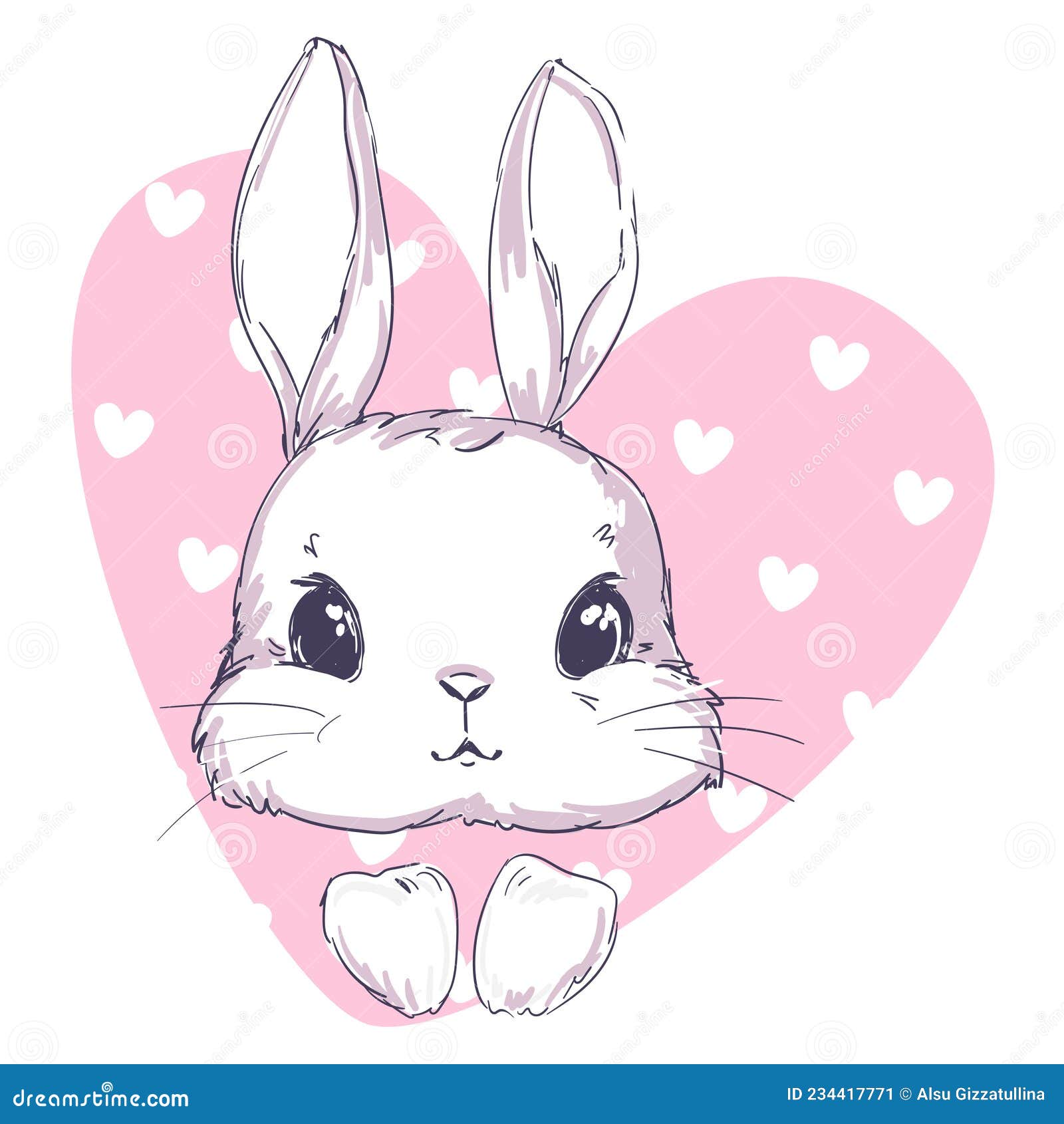 Mão desenhar um coelho fofo com coração