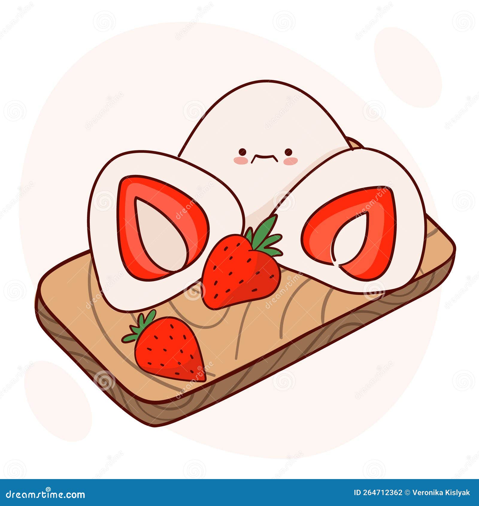 Desenho Do Vetor Mochi Daifuku Doce Tradição Kawaii Japan