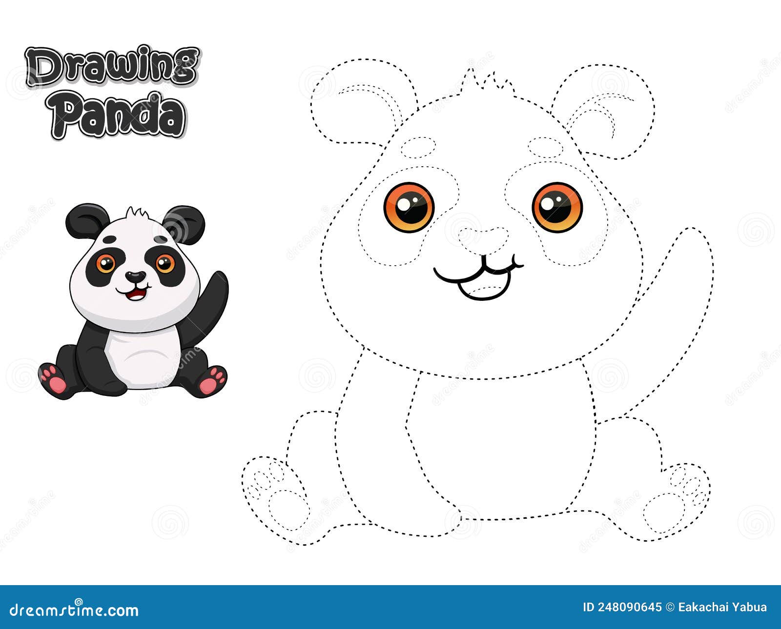 Panda bonito dos desenhos animados do cartão da ilustração com