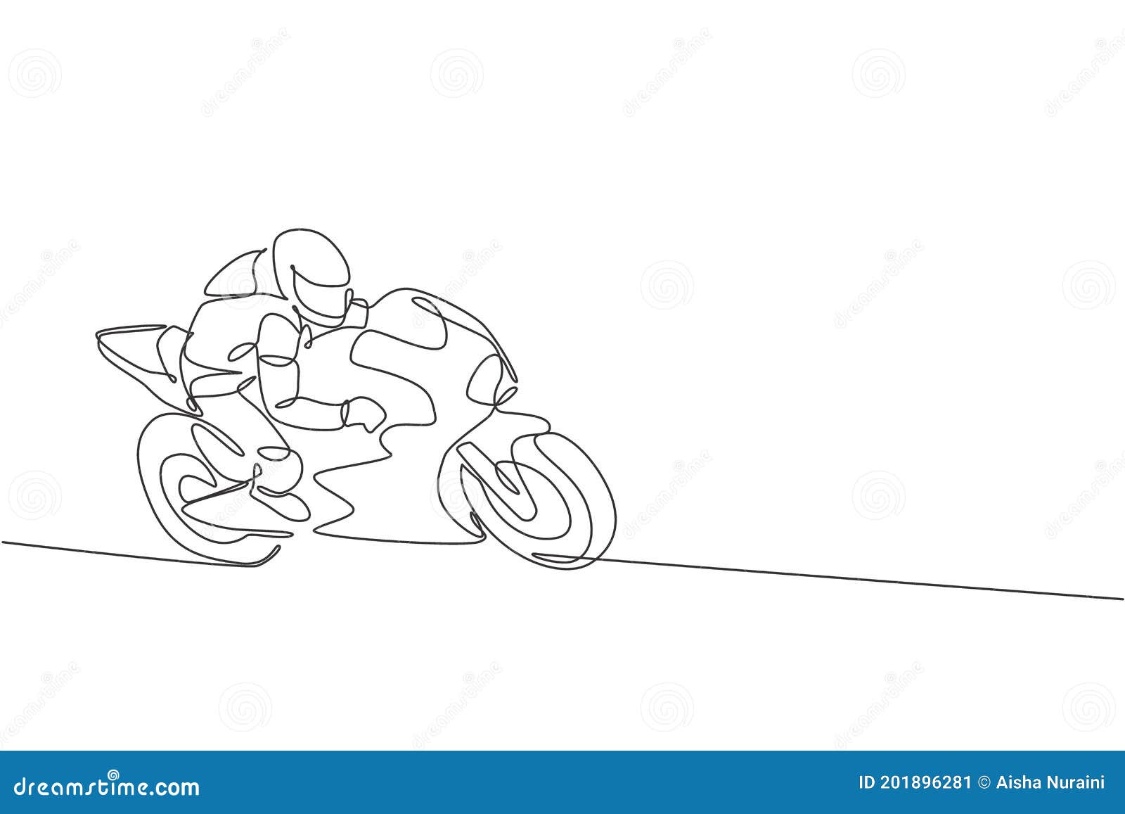 desenho de uma linha contínua motociclista andando de moto na