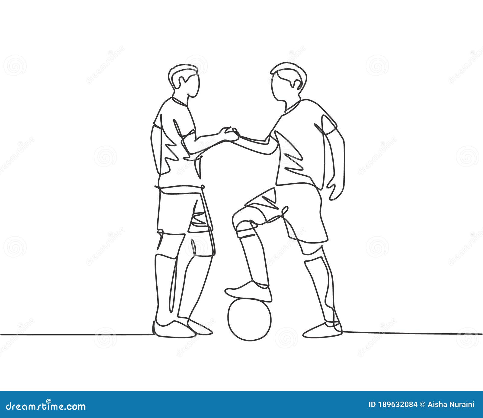 Desenho Em Linha Contínuo De Dois Jogadores De Futebol E Manobras Para  Mostrar Desportistas Antes De Iniciar O Jogo. Respeito Pelo Ilustração  Stock - Ilustração de jogo, cartoon: 189632084