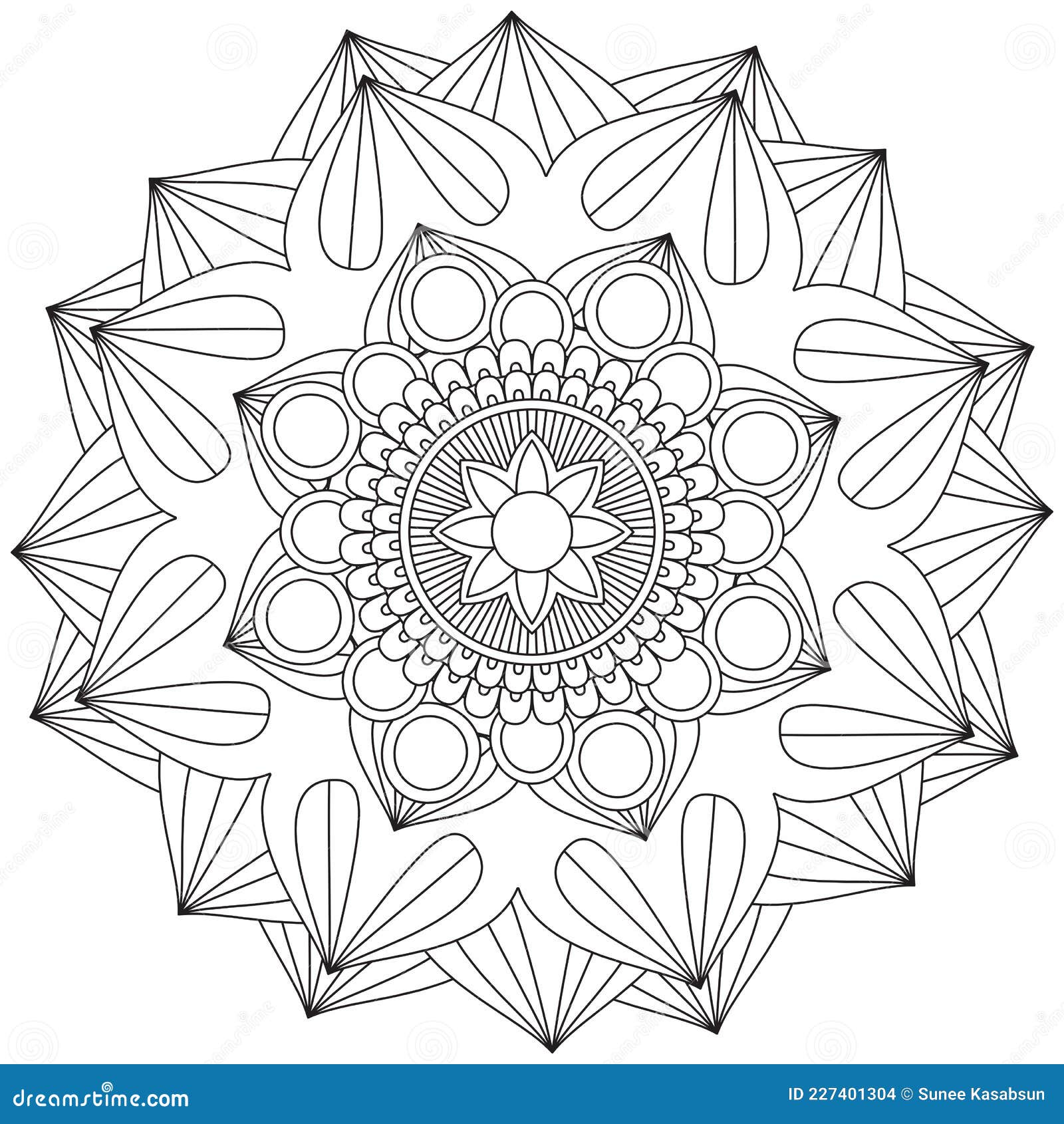 Desenho de Mandala com Padrão Floral para colorir