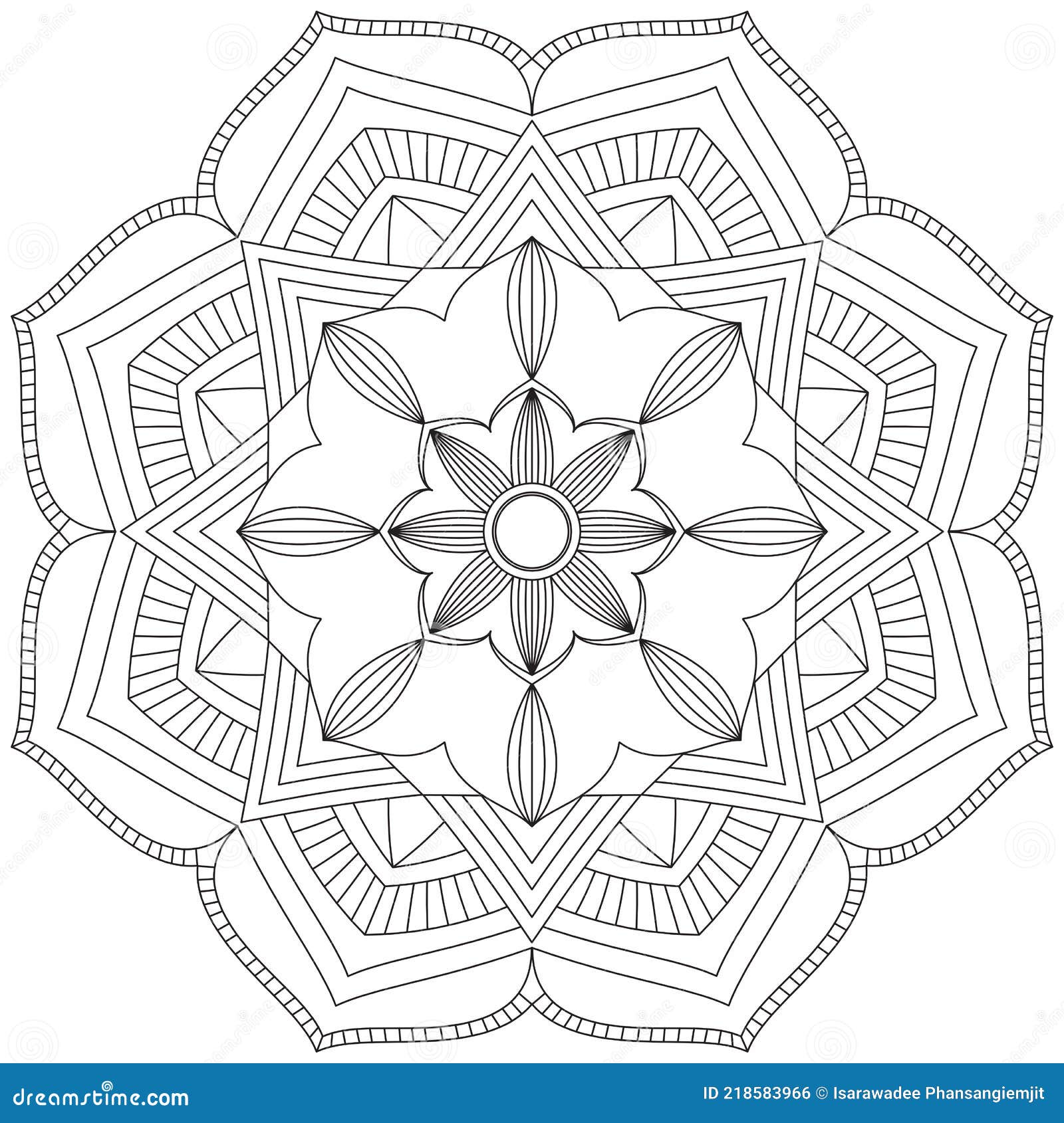 Desenho Floral De Flores De Mandala Para Colorir Meditação De Pintura  Ilustração do Vetor - Ilustração de hena, elegante: 218583966