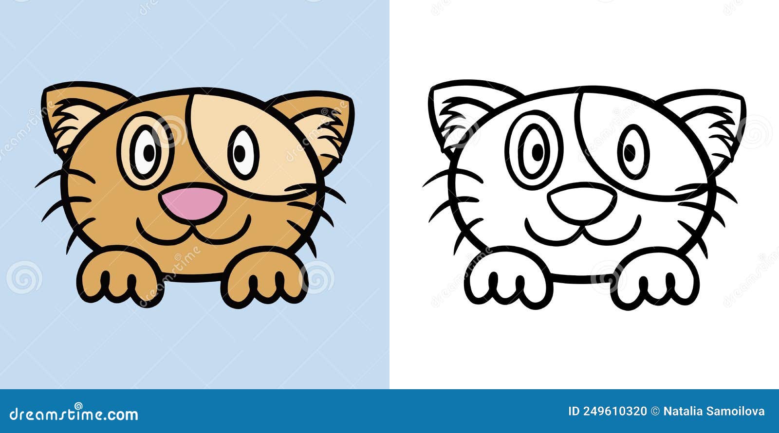 Vetores de Gatos Felizes Ilustração Dos Desenhos Animados Conjunto