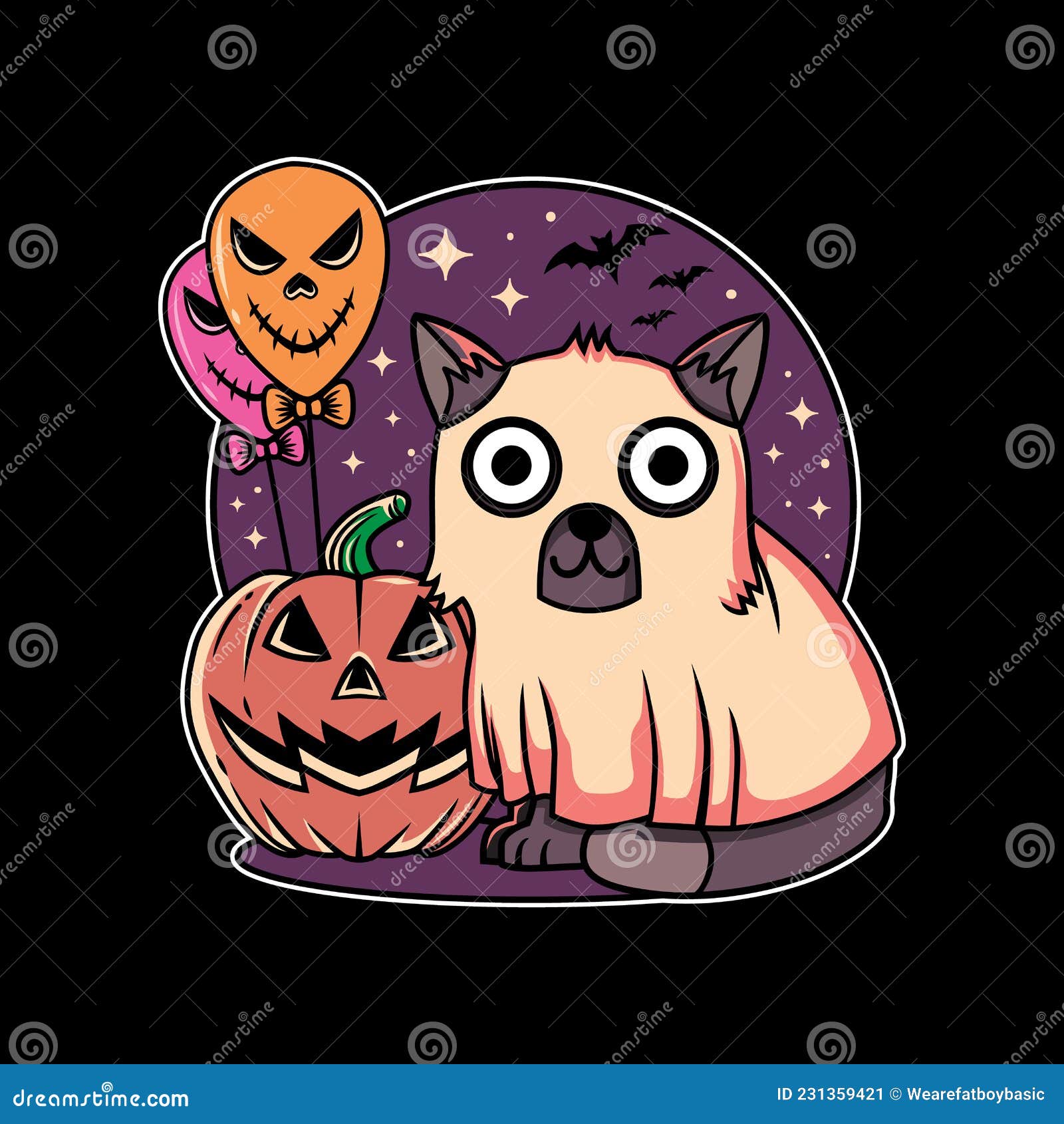 Abóboras fofos de halloween dos desenhos animados mão desenhada estilo